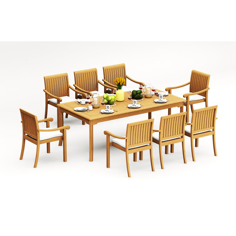 Napa Teak Wood Patio Dining Set with, 8