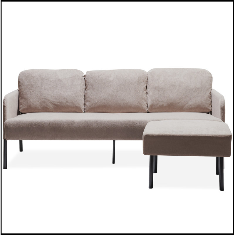 Canapé confortable en tissu de polyester avec repose-pieds pour divers espaces, Beige
