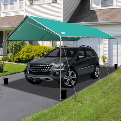 10 x 20 ft Heavy Duty Car Canopy with Reinforced Steel Cables, Waterproof Triple-Layer Roof, Outdoor Carport Shelter for Vehicles, Boats & Parties, Green