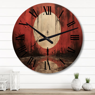 Coral Black Mexico Art the Fall II - Mexican Oversized Wood Wall Clock