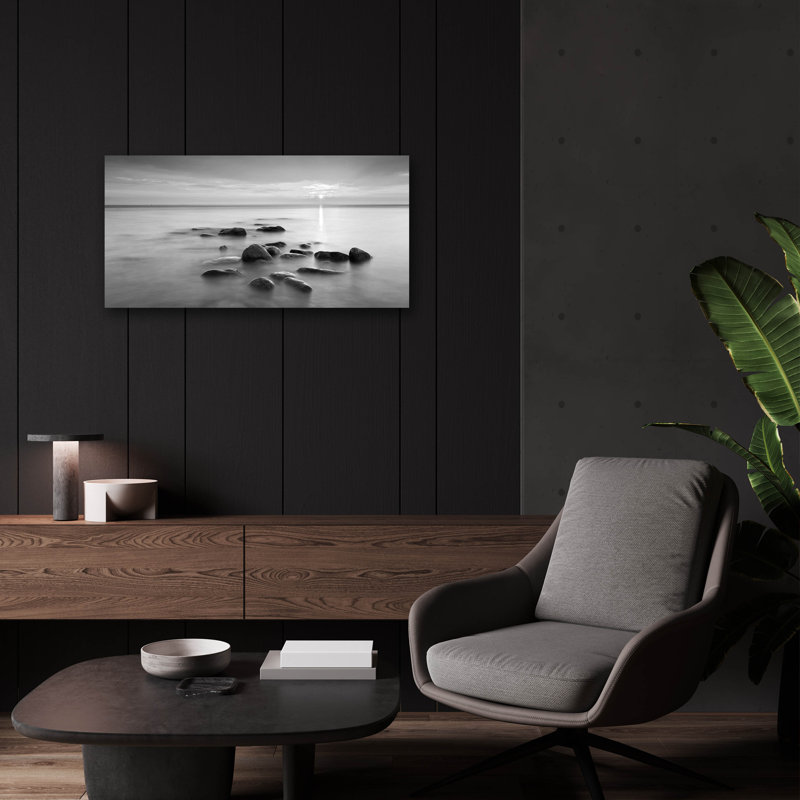 Beachcrest Home ™ «Rocks In Mist 2» par Photoinc Studio, art mural en verre acrylique, H 12 po x l 24 po