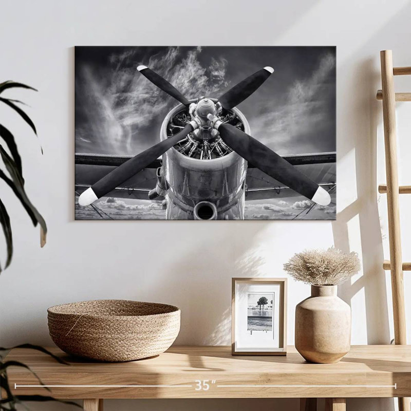 Mehar Four Blade Propeller Monochrome, 8" H x 12" W
