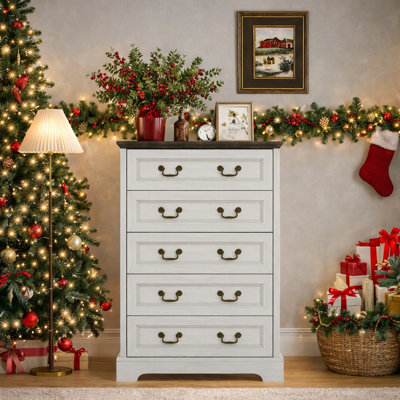 Farmhouse Chest Of Dresser With 5 Drawes 31.1