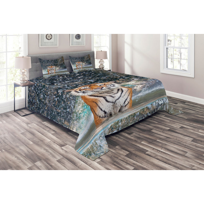 Waterfall Polyester Coverlet, King Bedspread + 2 Shams