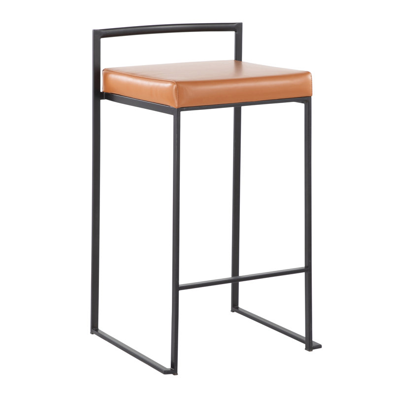 Contemporary Counter Stool, Siège brun / cadre noir, 2