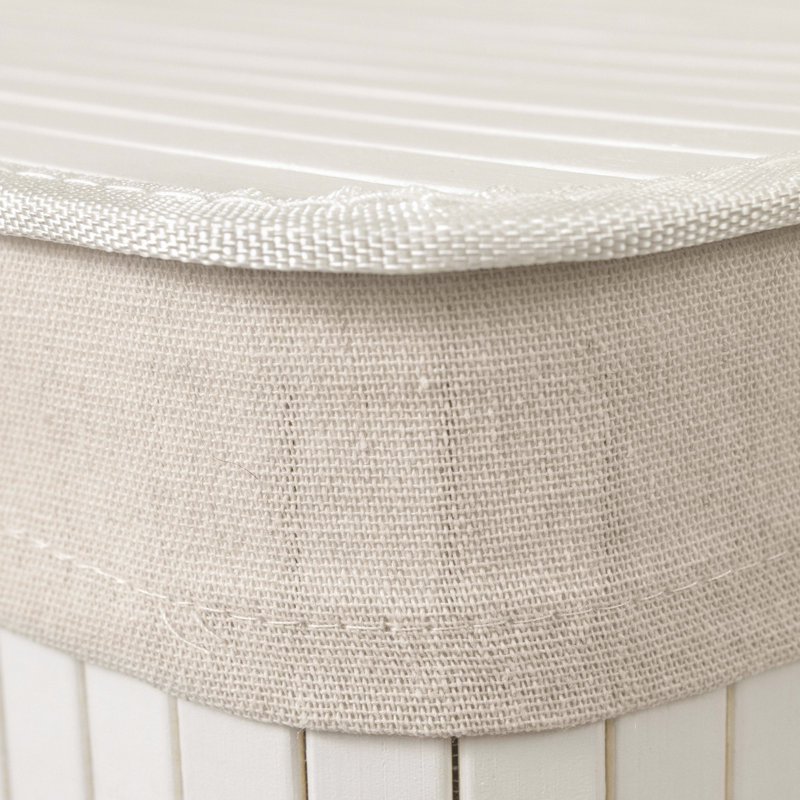 Panier à linge en bambou avec poignées, Blanc