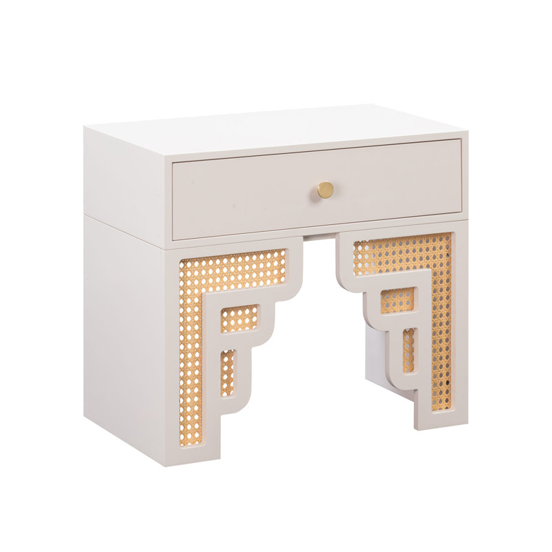66cm W Solid + Manufactured Wood Bedside Table, White