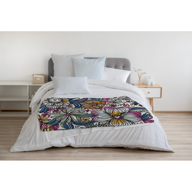 Couverture polaire Flower Melange, L 30 po x L 40 po, Orchidée