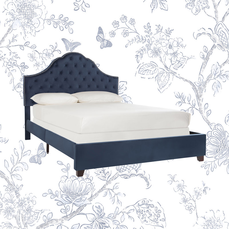 Arlana Upholstered Standard Bed, Queen, Navy