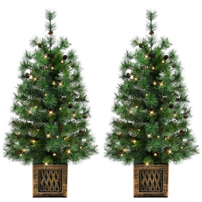 Potted 3.5' Pre-Lit Pine Christmas Tree