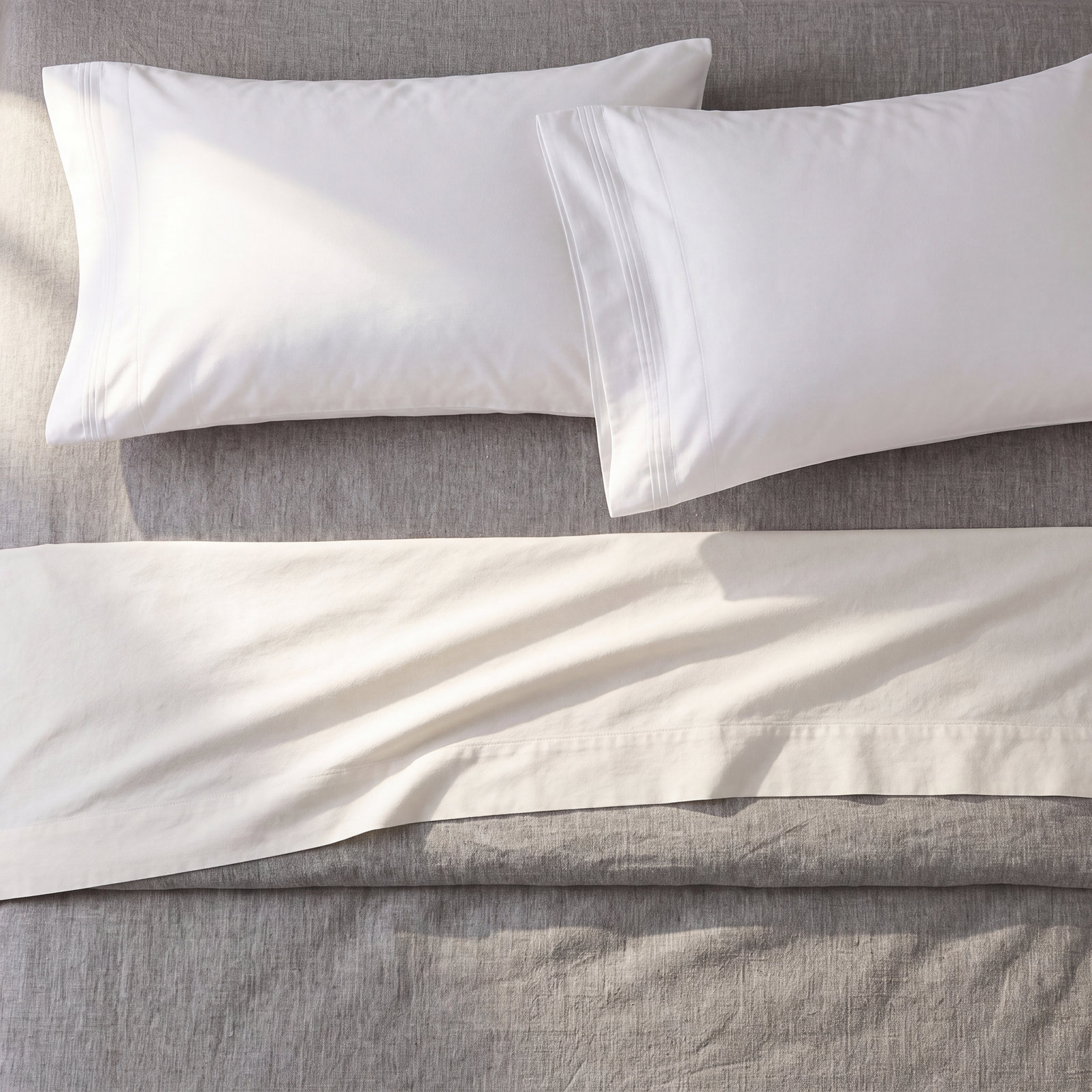 Arling Cotton Pillowcase, King Pillowcase, White