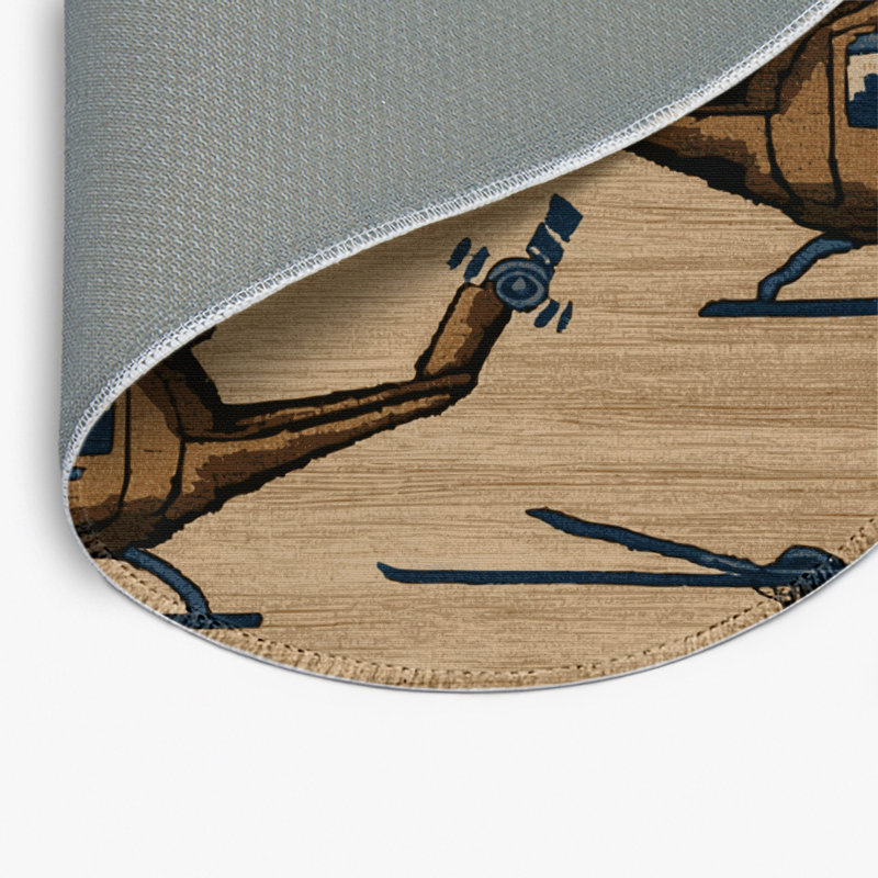 Transportation Beige Indoor and Outdoor Area Rug, Round 5'