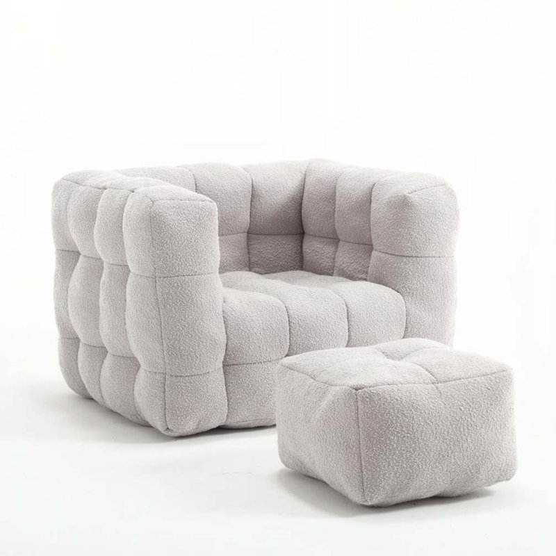 Joahnna Upholstered Armchair with Ottoman, Gray