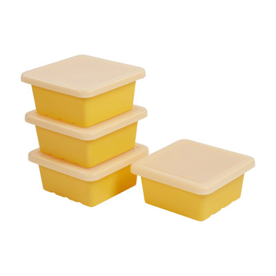 ECR4Kids Stackable Square Bins with Non-Snap Lids, Multipurpose Organization, 4-Pack