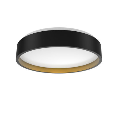 LED Ceiling Light Drum 15" Matte Black 120V 24W 1400LM 5-Way Selectable CCT