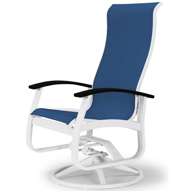 Chaise berçante Askar, Cobalt 35D Sunbrella®, Noir P70, Blanc lustré