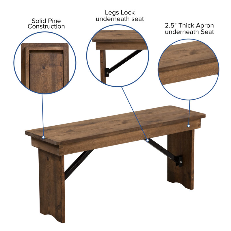 Antique Rustic Pine 8' Farm Table & Four Bench Set