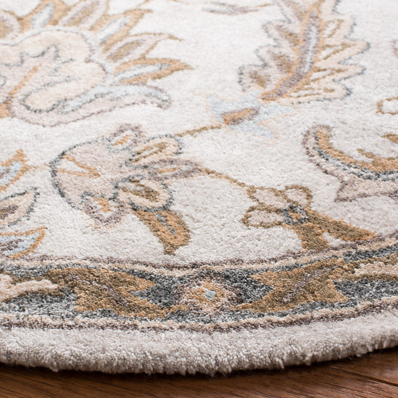 Tapis oriental en viscose touffeté à la main Davila, Rond 5 pi