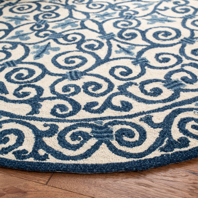 Tapis oriental en laine crocheté à la main Brayton, Rond 8 pi