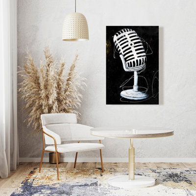 Microphone - Musical Contemporary Canvas for Home Decor