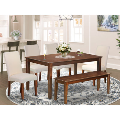 Melva 6 - Piece Rubber Solid Wood Dining Set by Alcott Hill