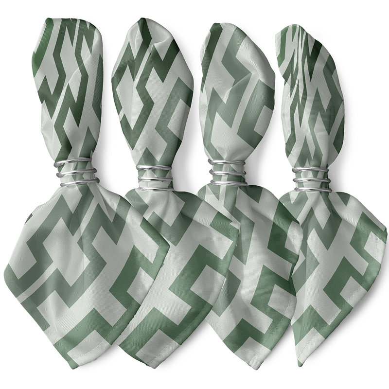 Kyne Polyester Geometric Square Napkin, Green