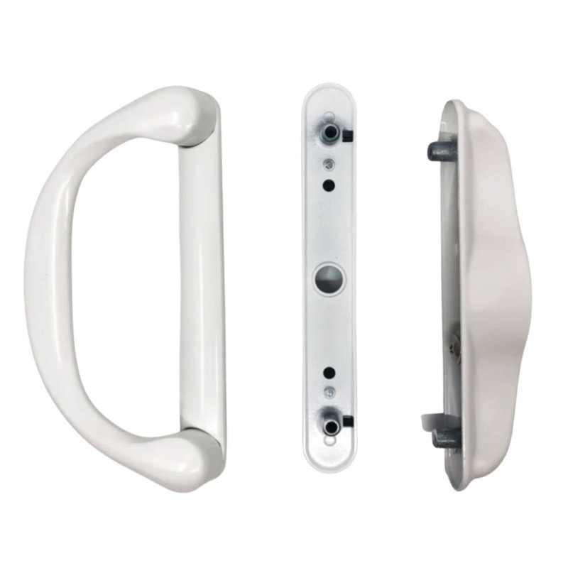 Ensemble de poignées pour porte de patio coulissante en verre à clé à mortaise + espacement des trous de 4-15 / 16 po pour les portes jusqu'à 1-3 / 8 po d'épaisseur