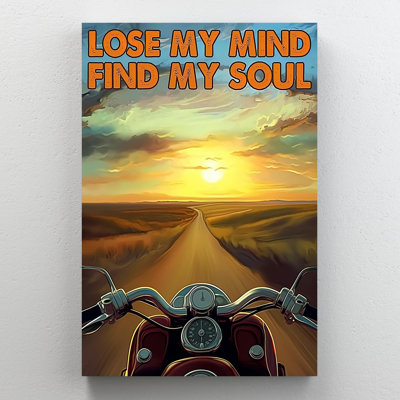Motorcycle Lose Your Mind - 1 Piece Rectangle Grap " Motorcycle Lose Your Mind - 1 Piece Rectangle Graphic Art Print On Wrapped Canvas "