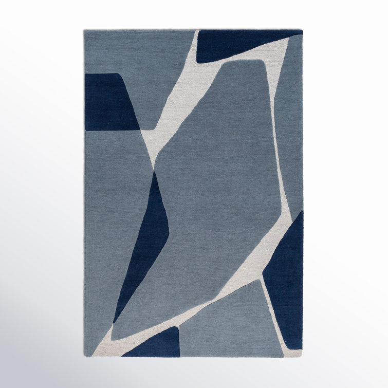 Sean Abstract Handmade Tufted Wool Light Blue/Navy/Light Slate Area Rug