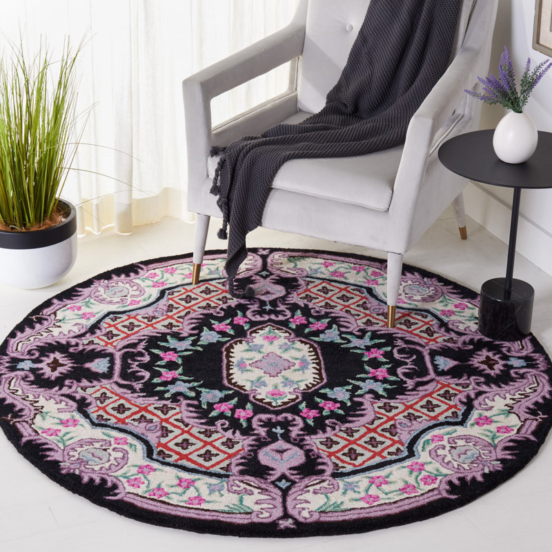 Danny-Junior Hand Tufted Wool Floral Rug, Round 5'