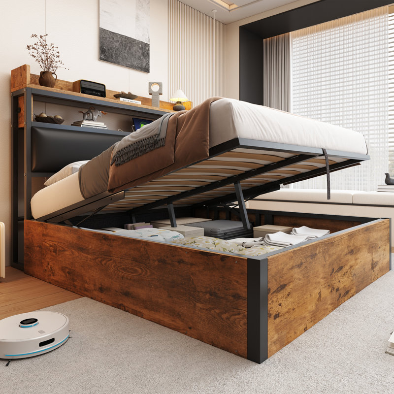 Bed, Brown, European Double (140 x 200 cm)