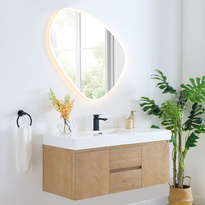 Ventura 48" Wall-mounted Single Bathroom Vanity with White Artificial Drop-in Sink with Mirror