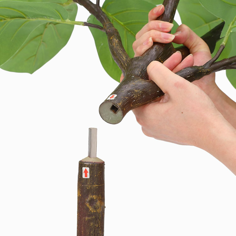 Figuier artificiel 5,8 pi 5,8 pi - Fausse plante réaliste en pot de 65 feuilles pour la maison et le bureau