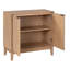 Armoire de rangement cannelée à 2 portes avec poignées en laiton élégantes, parfaite pour les intérieurs de style Mid-Century moderne et polyvalente