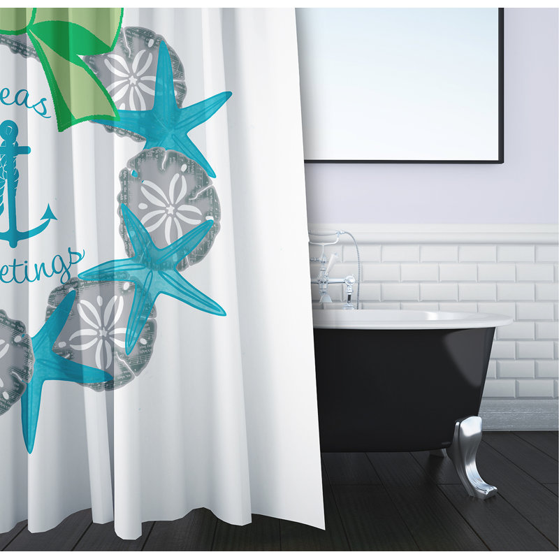 Rideau de douche Seas and Greetings, Turquoise
