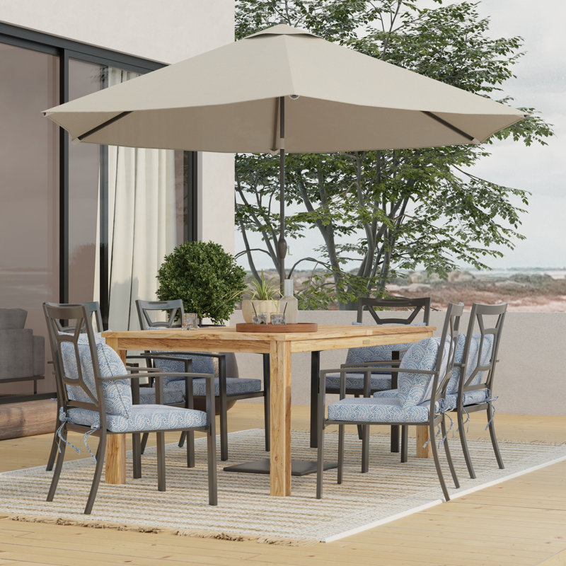 Lillian Outdoor Dining Chair Pad, Navy Watercolor Shells