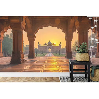 Indian Palace Sunrise Arch Architecture Wall Mural for Home Decor