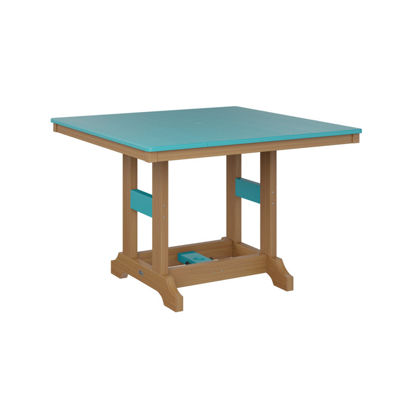 Table de bar carrée 44 po Berlin Gardens Garden Classic, Bleu Aruba, Teck naturel