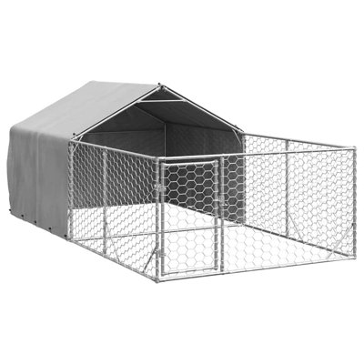 Outdoor Dog Kennel With Run Galvanised Steel