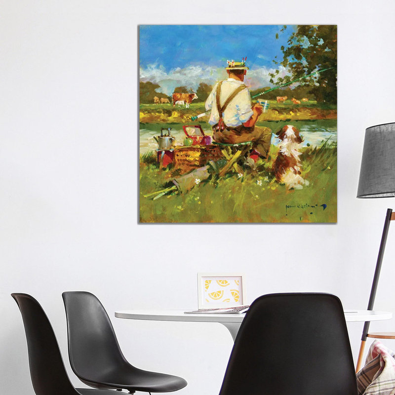 Tea Break On The Ivel by John Haskins - Wrapped Canvas Painting, 93.98cm H x 93.98cm W x 1.91cm D