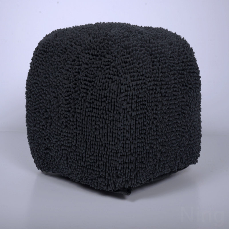 Microfiber Upholstered Square Pouf Ottoman