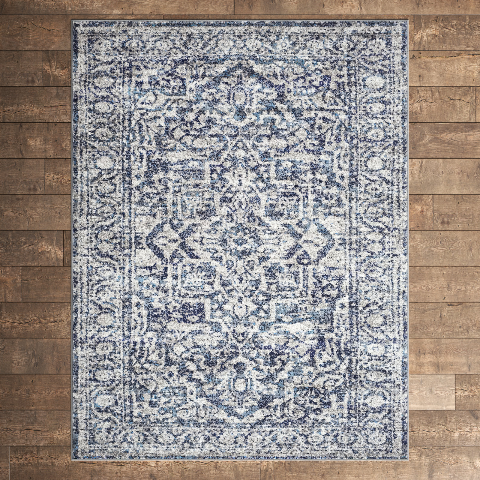 Doylestown Blue Area Rug  Dark blue rug, Distressed persian rug, Blue area  rugs