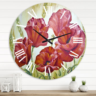 Blossoming Poppies In The Morning III - Horloge murale traditionnelle