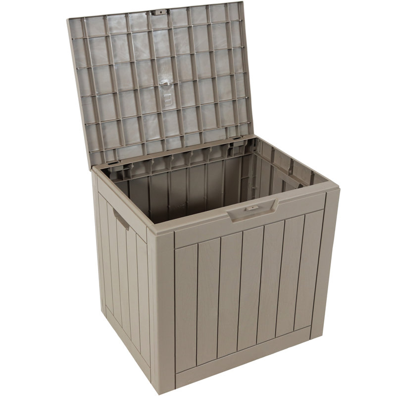 SunnyDaze Decor Lockable Outdoor Small Deck Box with Storage and Side Handles - 32-Gal. - Driftwood, Driftwood