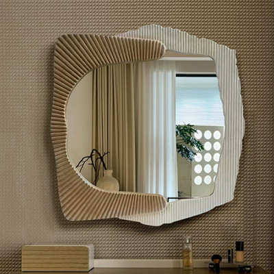 Miroir mural asymétrique en panneau de fibres à densité moyenne