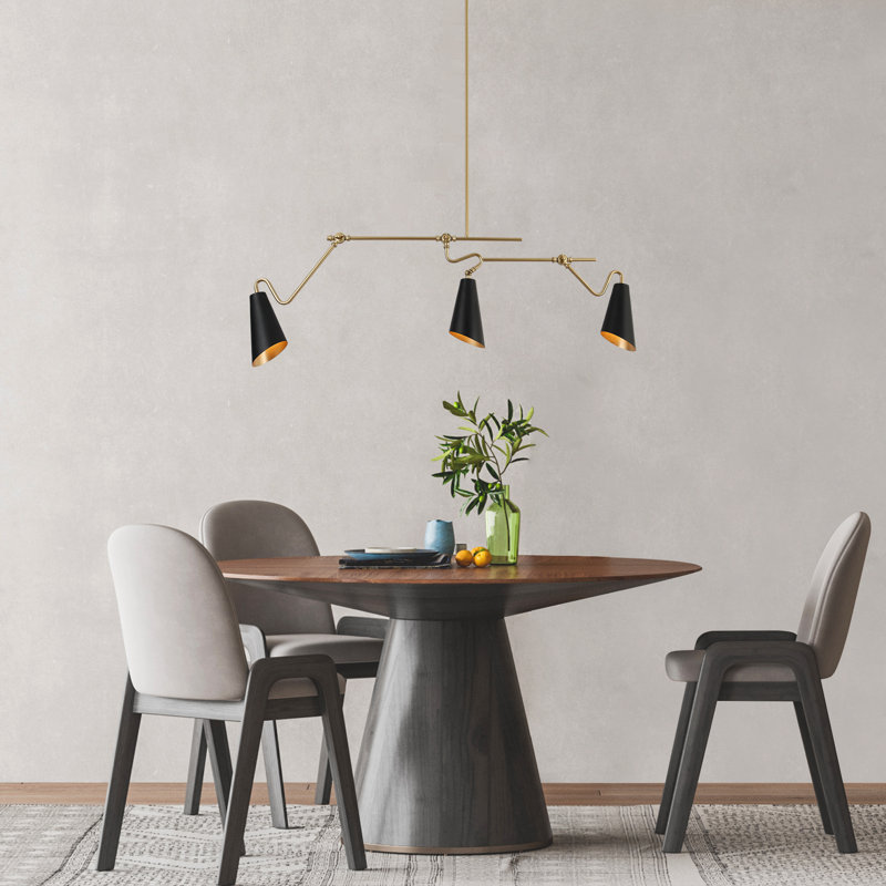 Dalisia 3 - Light Modern Kitchen Island Linear Black/Gold Pendant Light