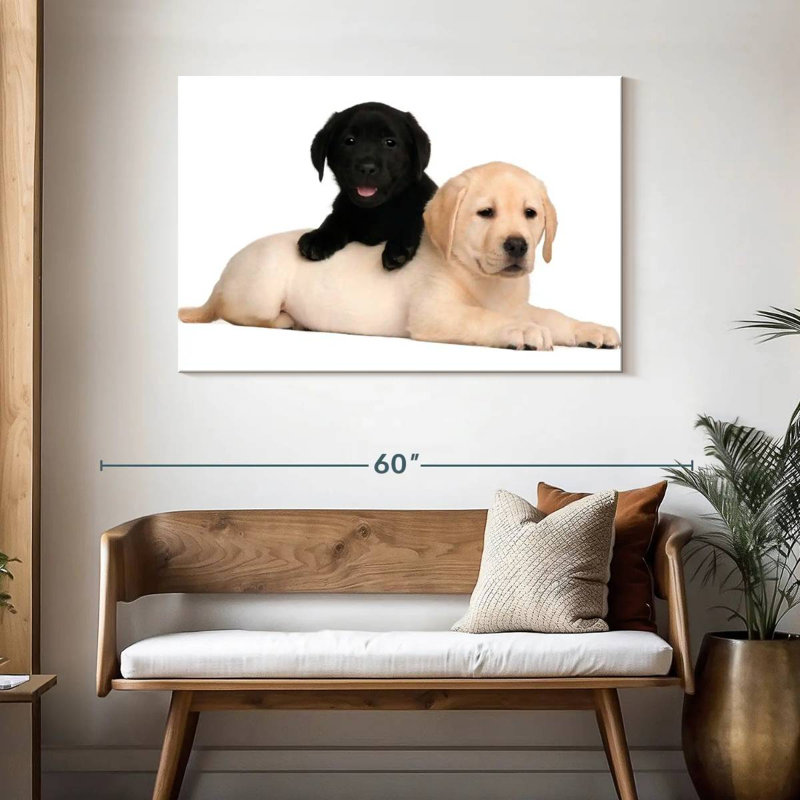 Yellow And Black Lab, 30" H x 45" W