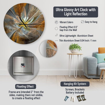 Neutral Limewash Calm II - Beige Contemporary Oversized Metal Wall Clock