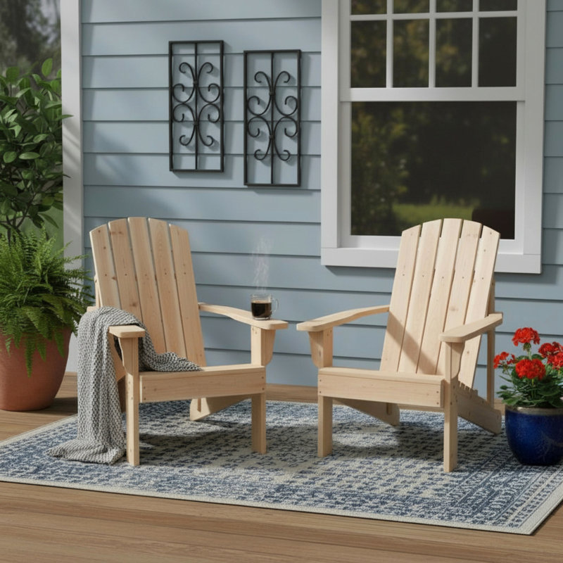 Bauhaus Wood Adirondack Chair (Set Of 2), Natural