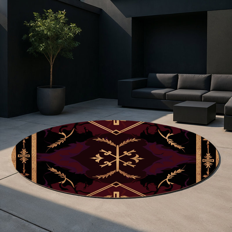 Flourished Legacy Indoor And Outdoor Area Rug, Round 5'
